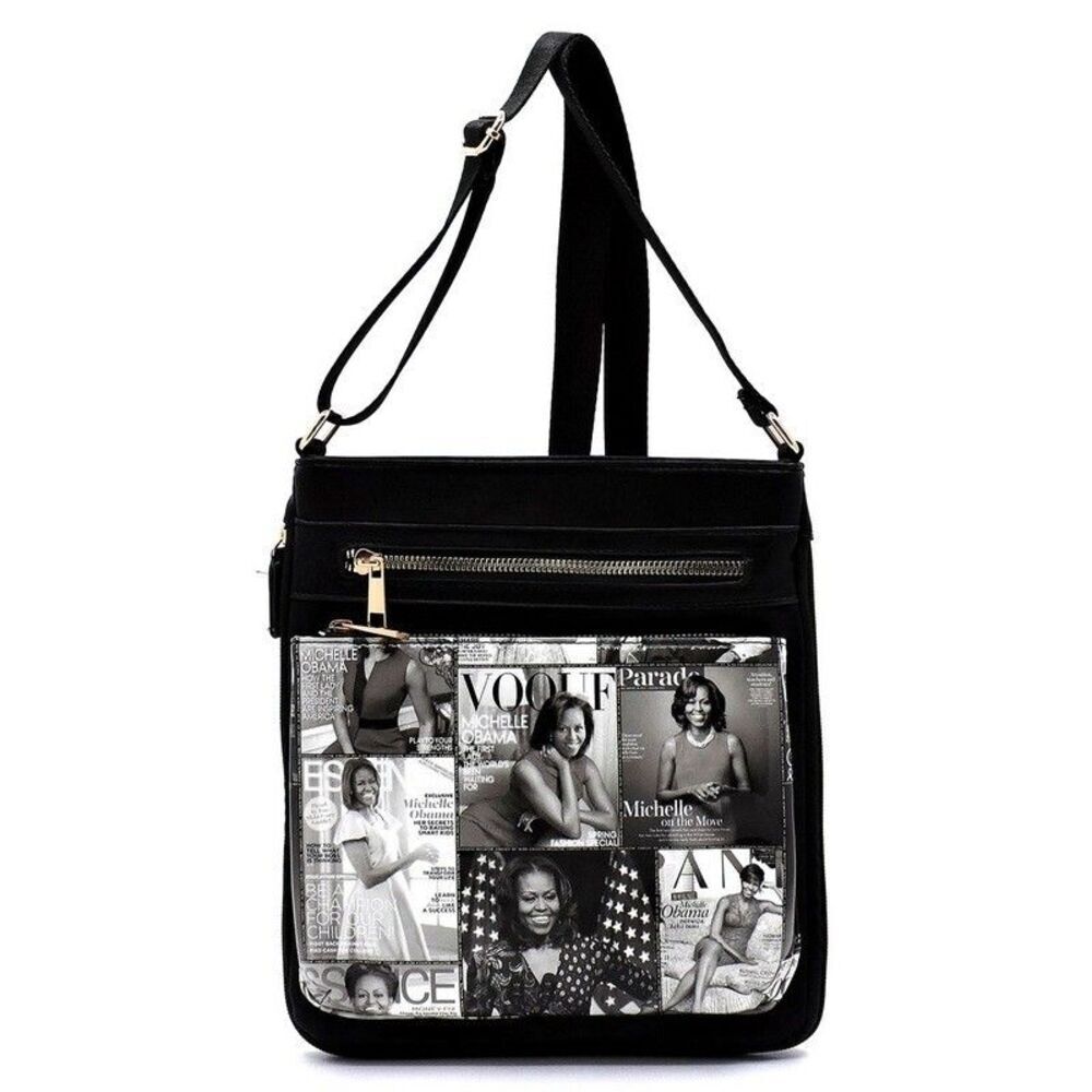 Collage Magazine Cover Lightweight Medium Crossbody Bag Michelle Obama Purse